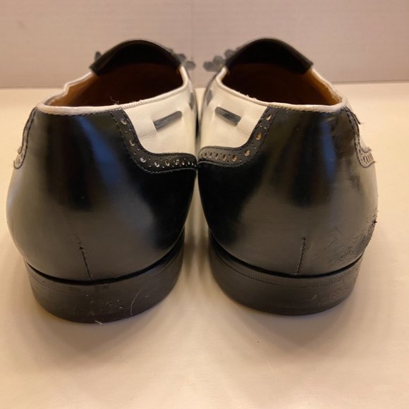 Salvatore Ferragamo Mens Black White Leather Spectator Loafer Shoes Size 12 D - Picture 3 of 6